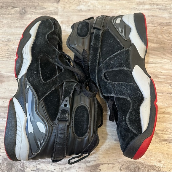 Nike Air Jordan 8 VIII Retro Bred Black Red GS‎ Size 7y Sneakers 305368-022 - Picture 8 of 16